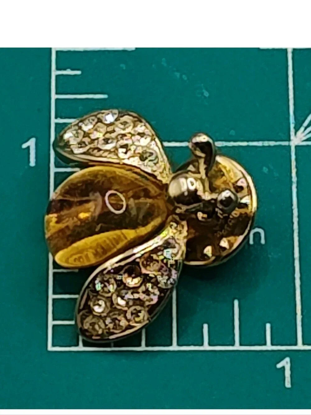Vtg Bee Bug Flying Insects Enamel Brooch Glass Jelly Belly Lapel Pin Signed CFW